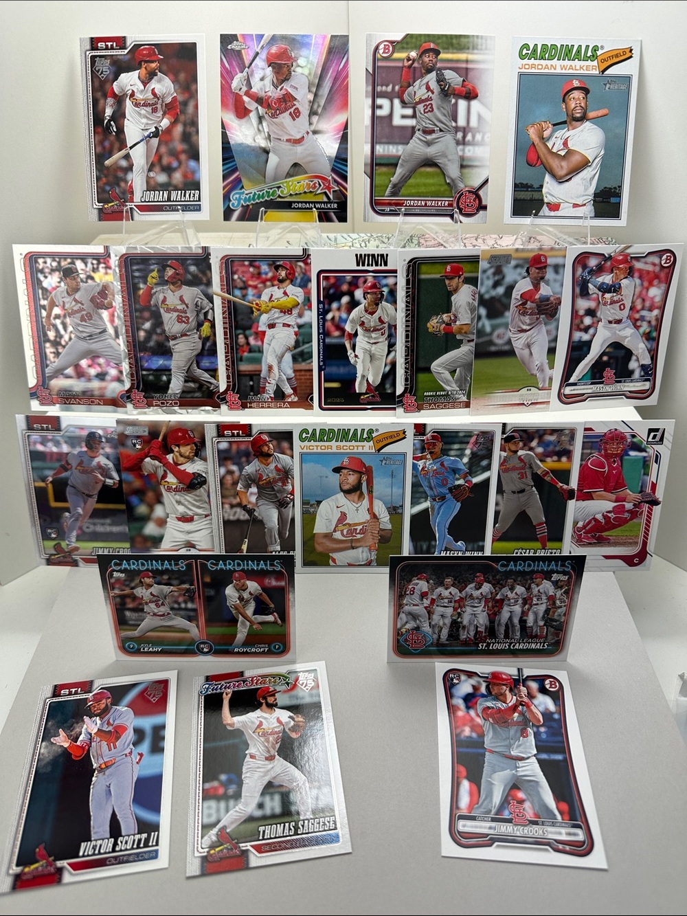 Jordan Walker Rookie Cardinals lot of 23 w/ Masyn Winn, 3 Crooks rookies, Pozo